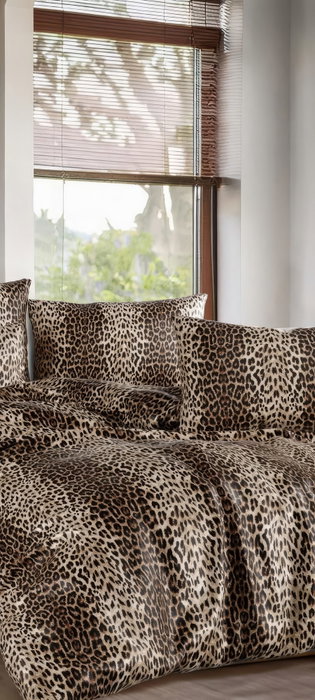 L'essentiel linge de maison Funda Nórdica Leopard Individual 160x220cm 50% Algodón/50% Poliéster Color Marrón y Beige Suave y Duradero